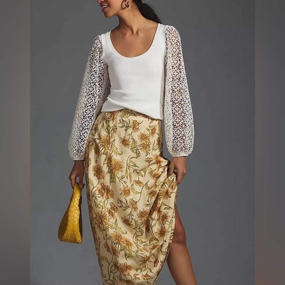 Maeve by Anthropologie Lace-Sleeve Top - Size XS - Picture 3 of 10